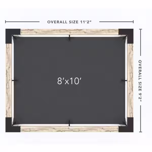 TOJA GRID 8 ft. L x 10 ft. W Wall Mount Pergola Kit with Crimson Shade Sail, for 6x6 Wood