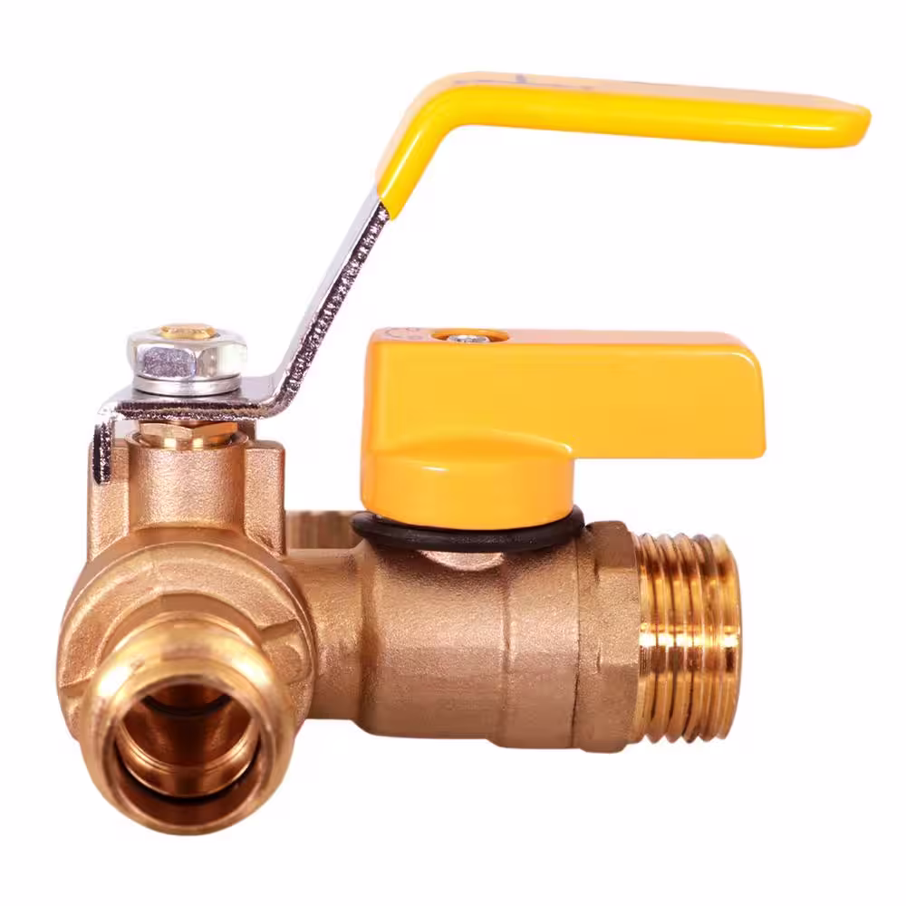The Plumber's Choice 1 in. Press High Flow Drain Ball Valve, 3 Way Adjustable Flow Path, Brass