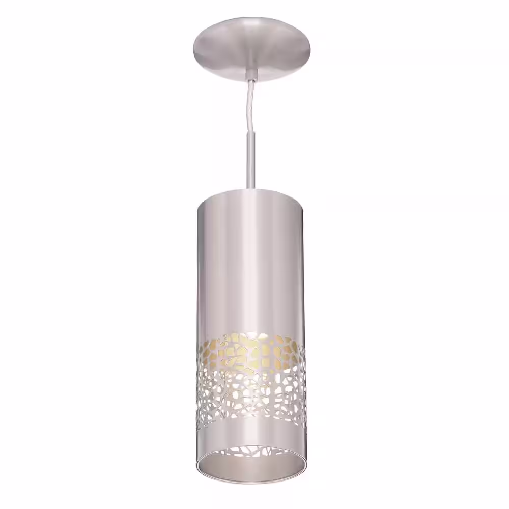 Hampton Bay Hensley 1-Light Satin Nickel Mini Pendant