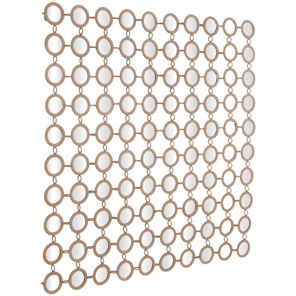 Litton Lane 40 in. x 40 in. Square Framed Gold Geometric Wall Mirror with Grid Pattern