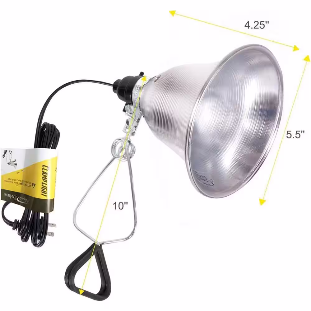 None 18/2 SPT-2 Cord 6 ft. Clamp Light with 5.5 in. Aluminum Reflector up to 60-Watt E26 Socket (no Bulb Included) (12-Pack)