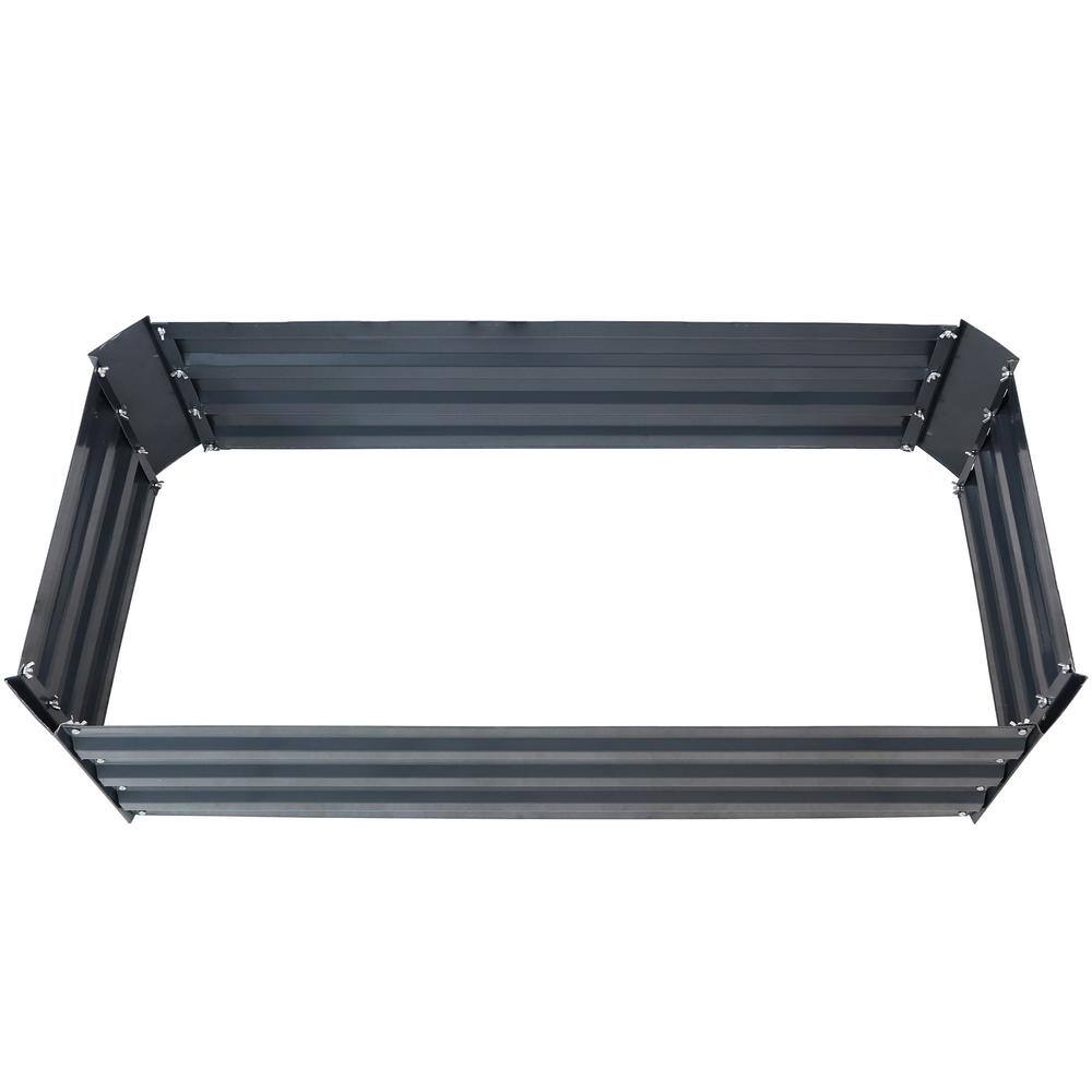 Sunnydaze Decor 48 in. Rectangle Dark Gray Galvanized Steel Raised Bed