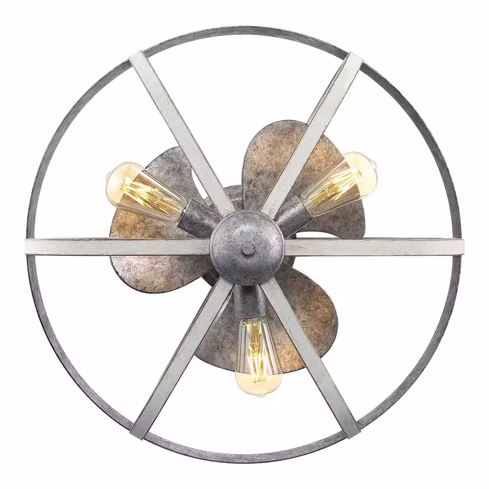 Home Decorators Collection Keowee 23 in. Indoor/Outdoor Silver Coastal Farmhouse Dual Mount Caged Ceiling Fan with Light Kit and Remote Control