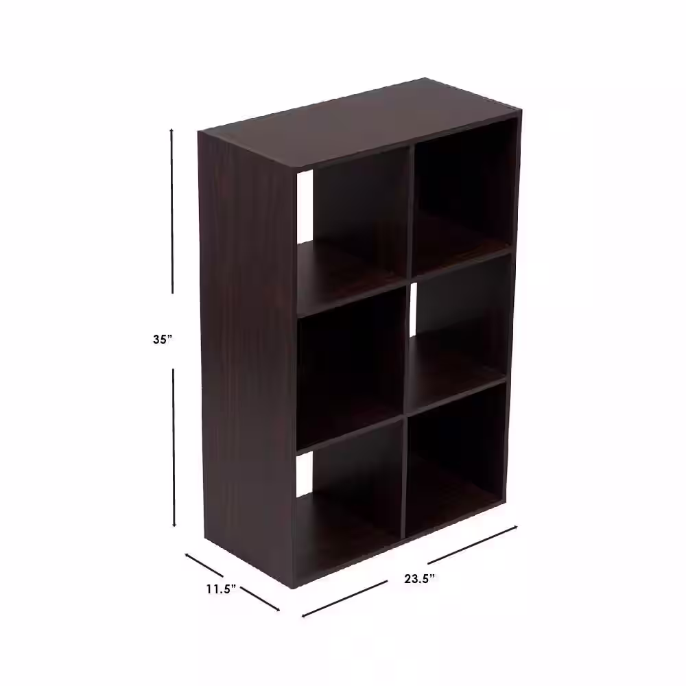 Home Basics Open and Enclosed Espresso 6 MDF Cube Organizer