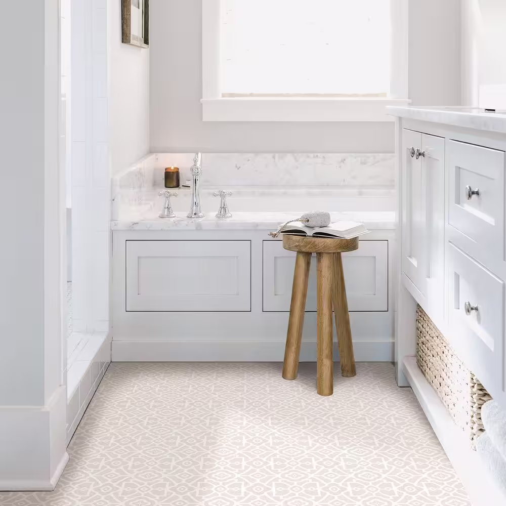 FloorPops Parthanon 12 in. W x 12 in. L Taupe Peel & Stick Vinyl Tile Flooring (20 sq. ft./case)
