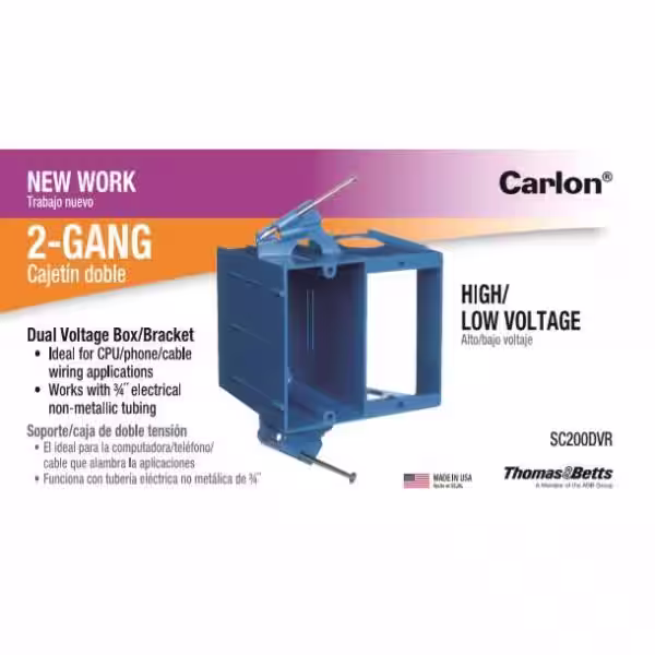 Carlon 2-Gang PVC New Work Dual-Voltage Box/Bracket