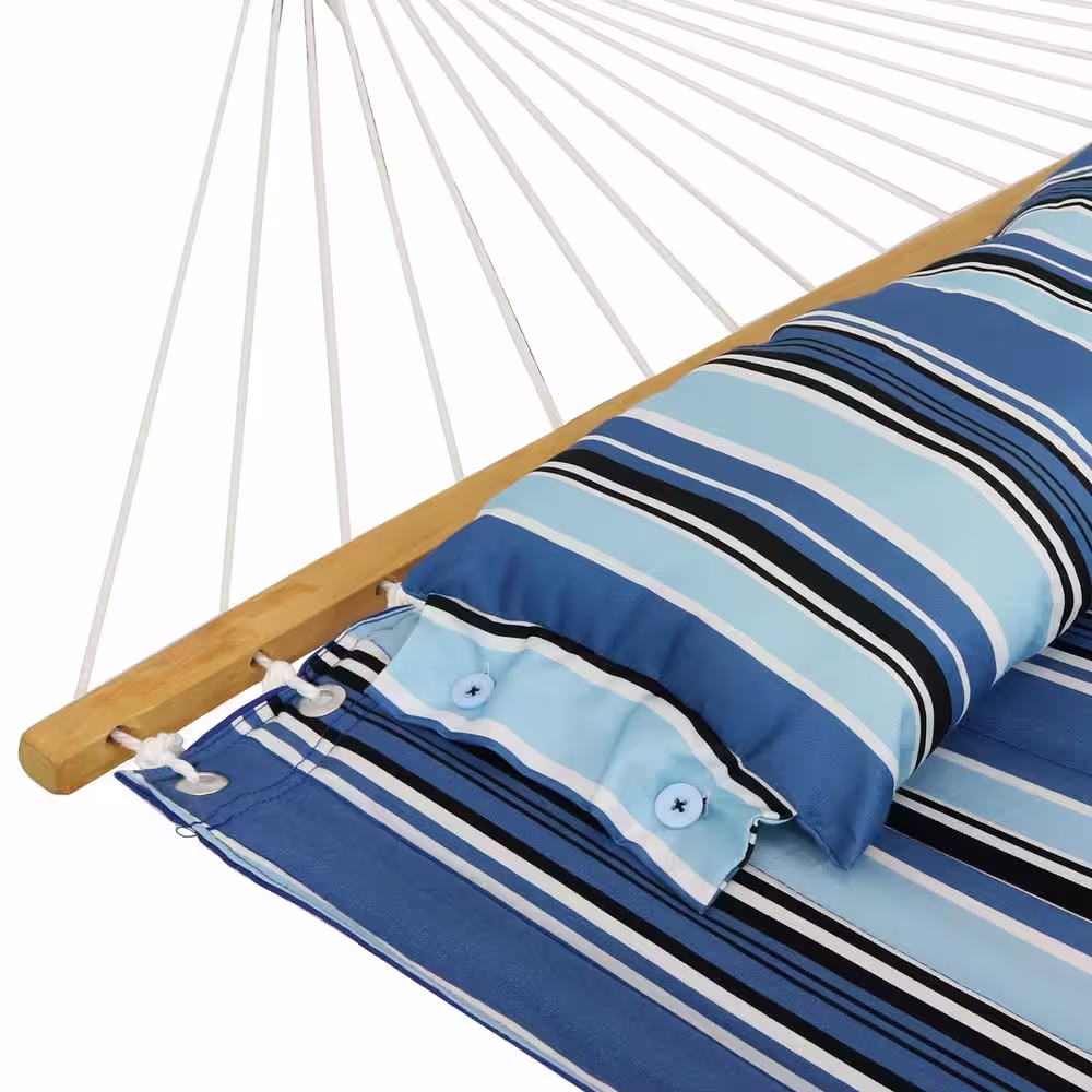 Sunnydaze Decor 12 ft. Quilted Fabric Hammock Bed with Stand Misty Beach