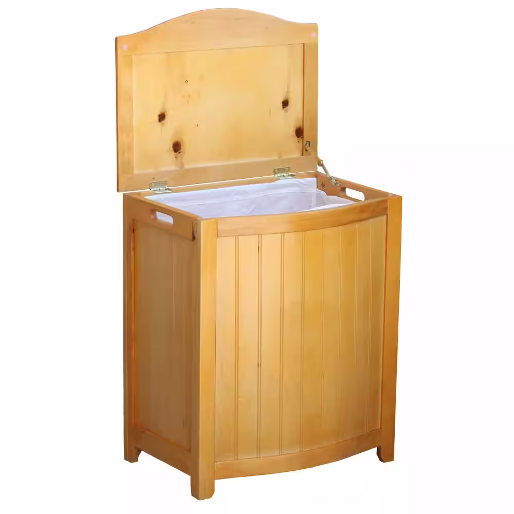 Oceanstar Natural Wainscot Style Bowed Front Laundry Hamper