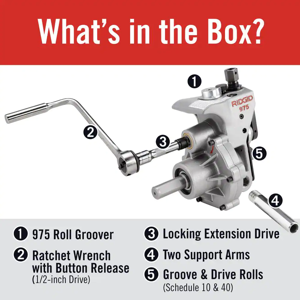 RIDGID 1/2 in. to 6 in. Pipe Capacity, Model 975 2-in-1 Portable Combo Roll Grooving Machine - Manual Use or Power Drive Mount