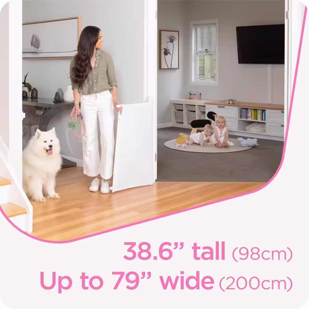 Perma Child Safety 79 in. W x 38.6 in. Tall White Ultimate Retractable Baby Gate