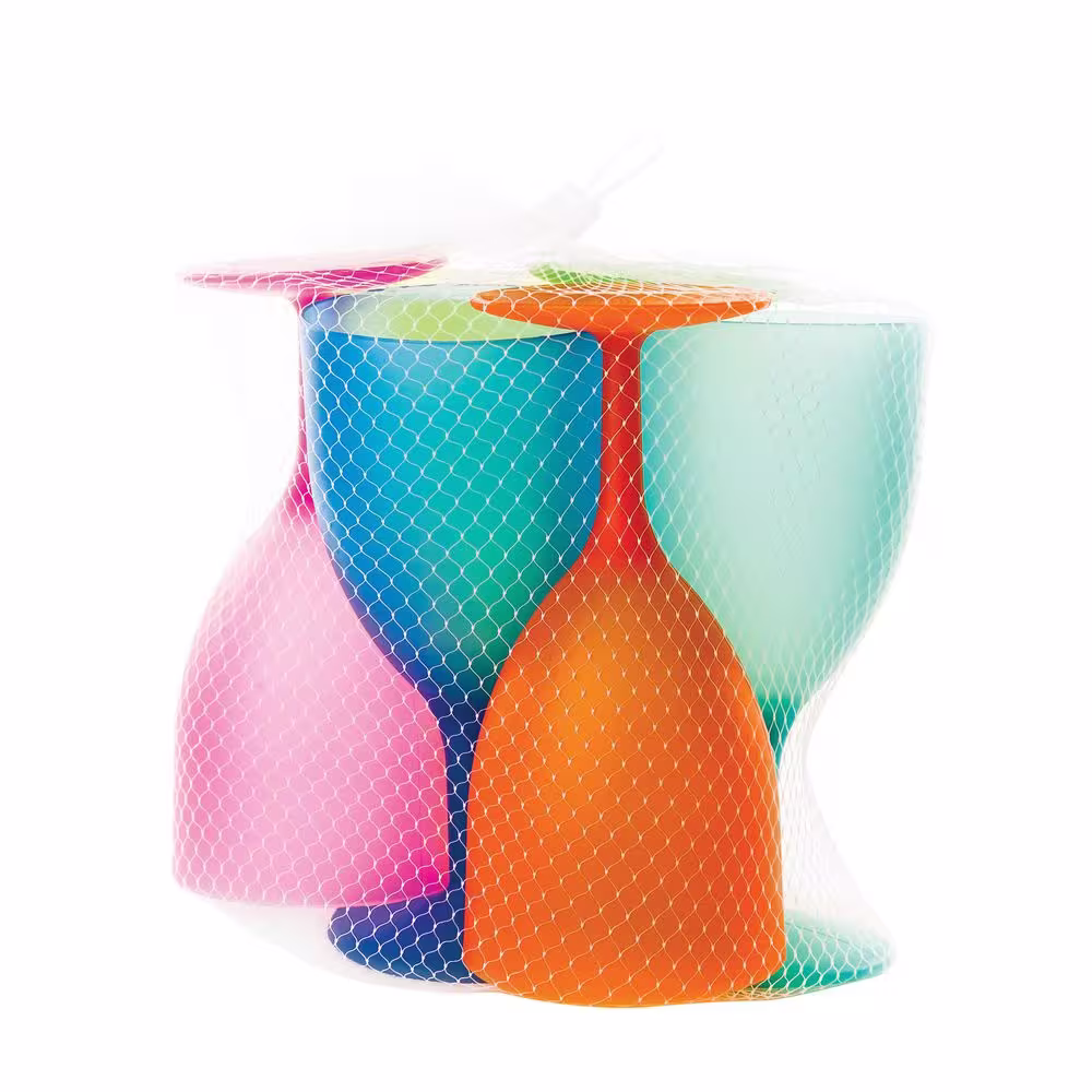None 14 oz. Colorful Plastic Reusable Water Goblets (Set of 6)