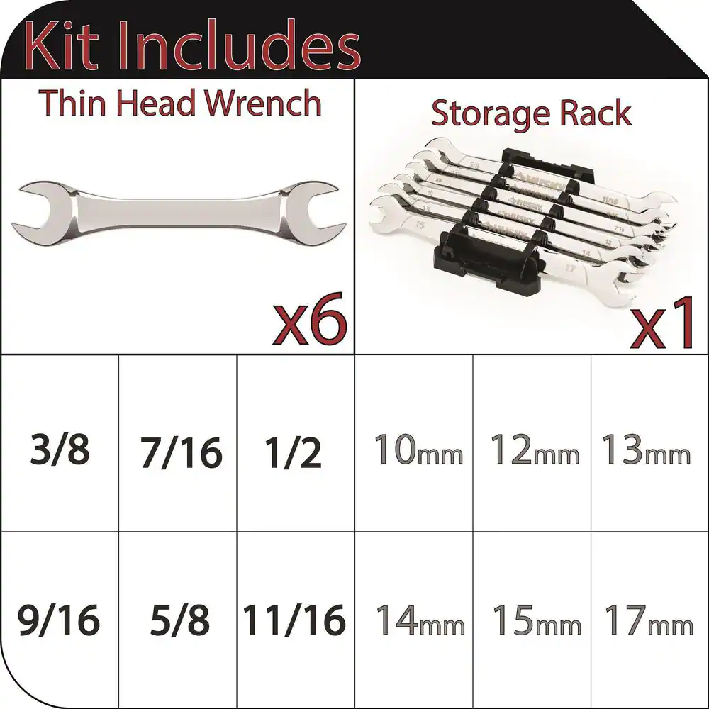 Husky Thin Head Access Wrench Set (6-Piece)