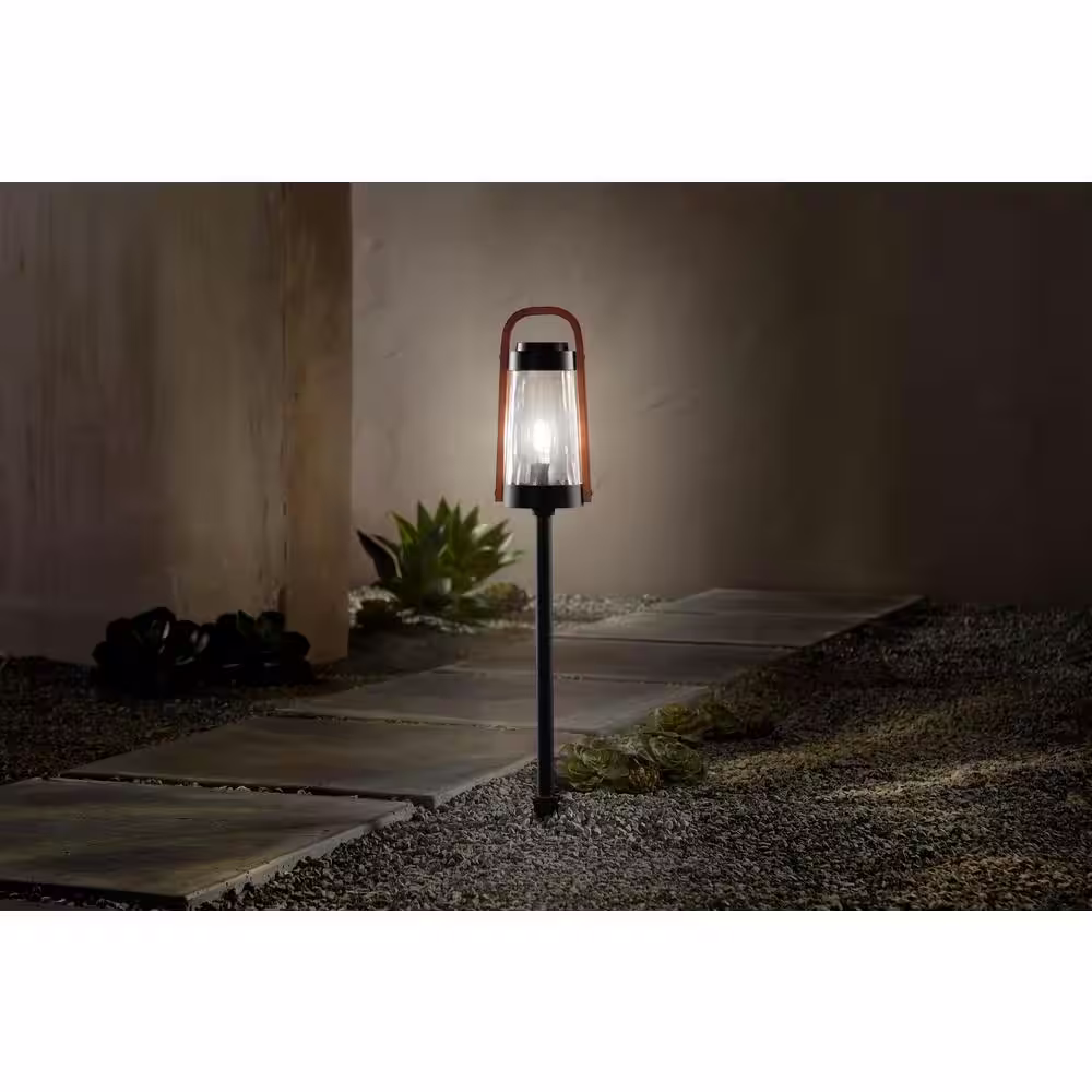 Hampton Bay Oakman Low Voltage Black/Copper LED Path Light with Clear Water Glass
