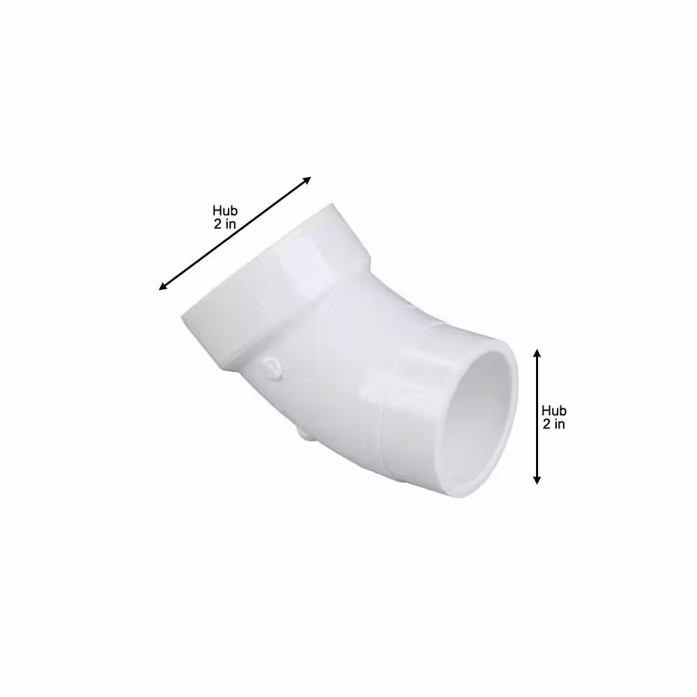 NIBCO 2 in. PVC DWV 45-Degree Spigot x Hub Street Elbow Fitting