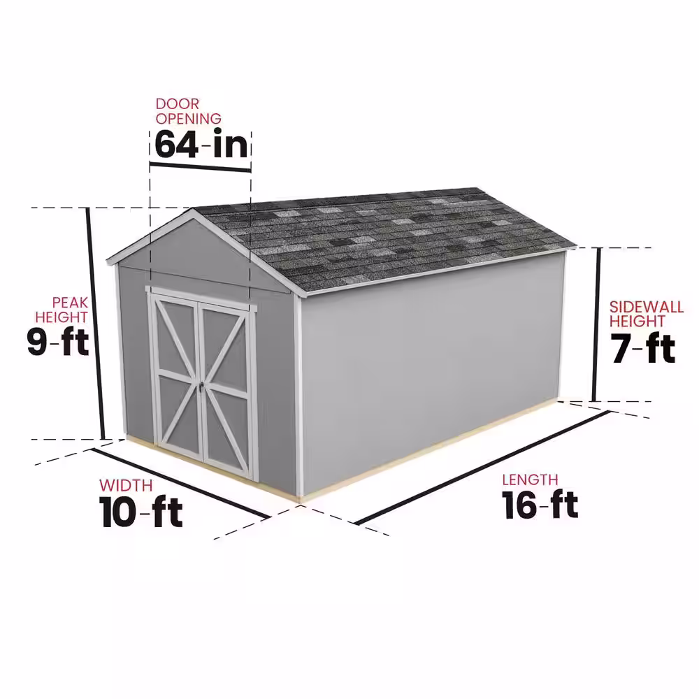 Handy Home Products Do-it Yourself Rookwood 10 ft. x 16 ft. Backyard Wood Storage with Smartside and Floor system Included (160 sq. ft.)