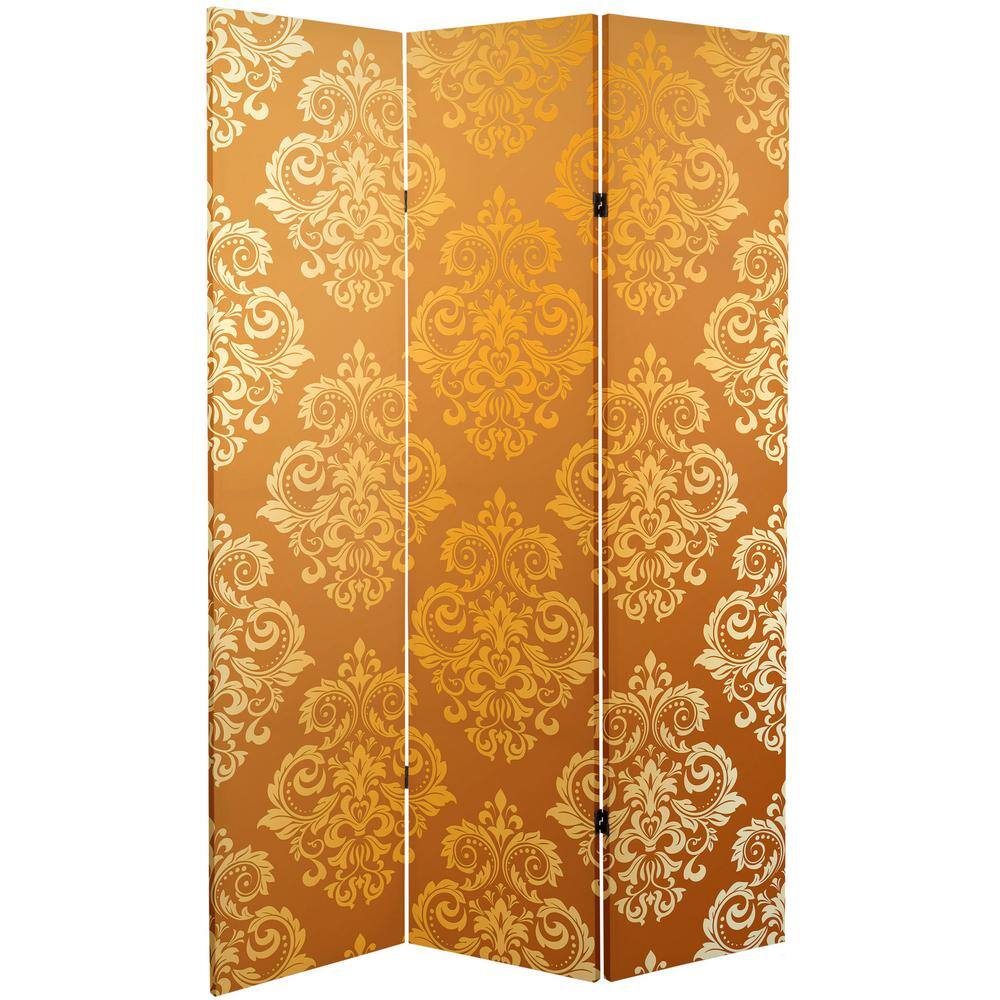 None Baroque Wallpaper 6 ft. Printed 3-Panel Room Divider