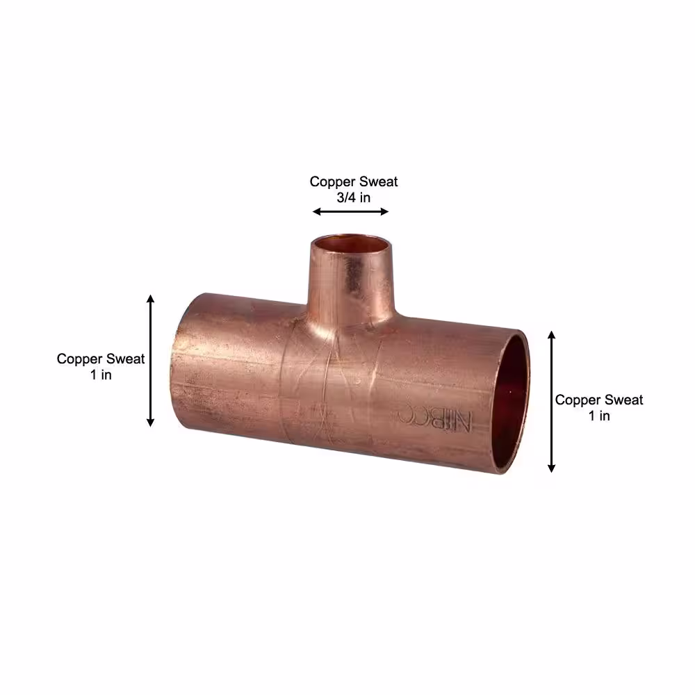 Everbilt 1 in. x 1 in. x 3/4 in. Copper Pressure All Cup Reducing Tee Fitting