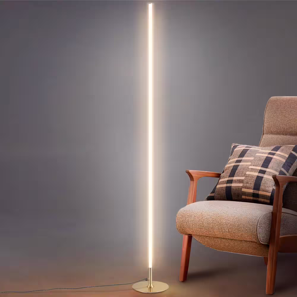 JONATHAN Y Iris 59.5 in. Gold LED Integrated Floor Lamp