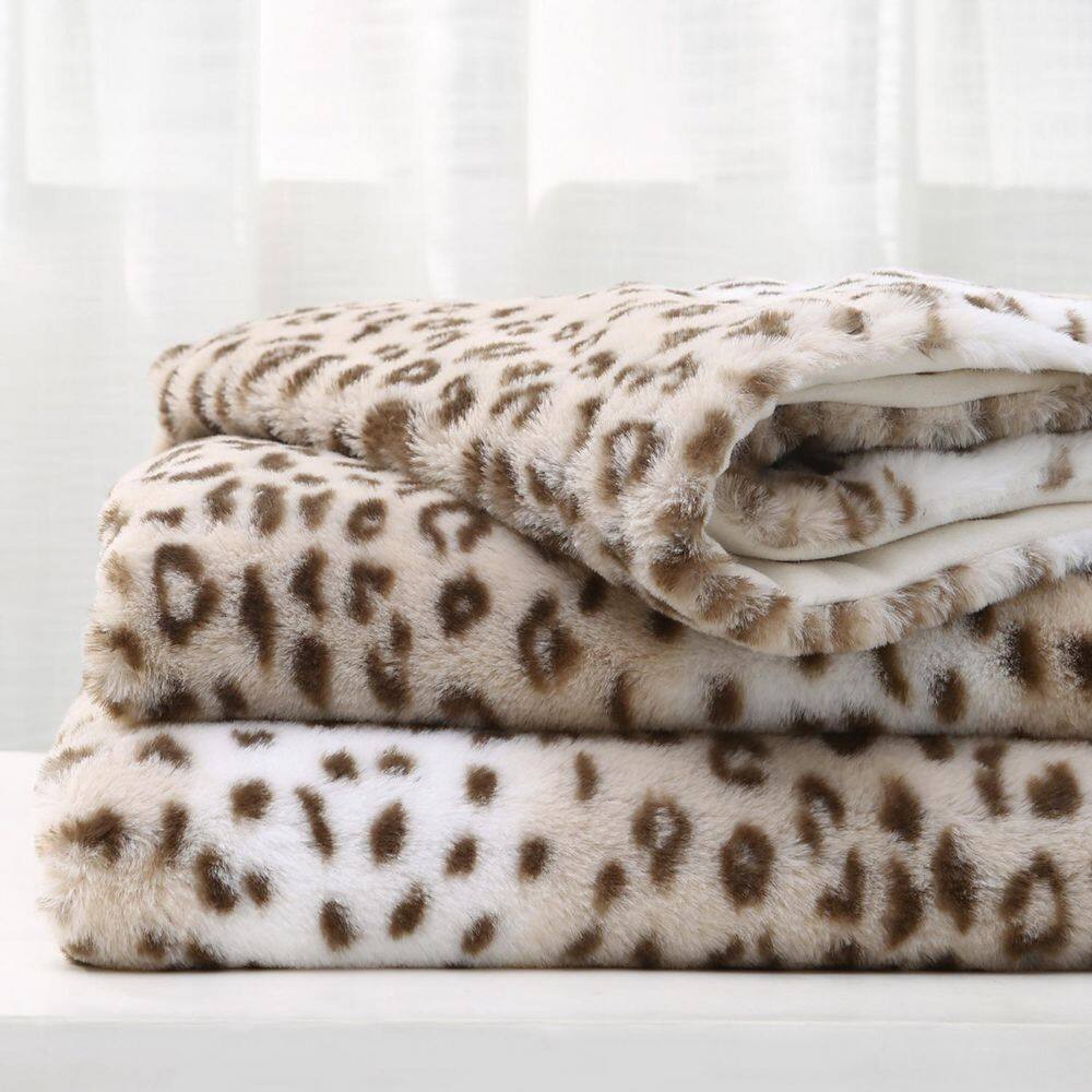 None Geometric Sand Flannel Sherpa 60 in. x 70 in. Throw Bed Blanket (2-Pack)