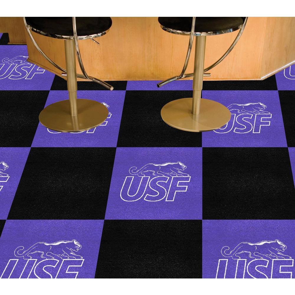 FANMATS USF Cougars Cougars Purple Team Residential 18 in. x 18 in. Peel and Stick Carpet Tile (20 Tiles/Case) (45 sq. ft.)