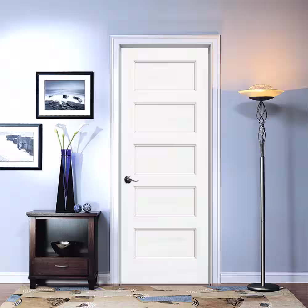 JELD-WEN 32 in. x 80 in. Conmore White Paint Smooth Hollow Core Molded Composite Single Prehung Interior Door