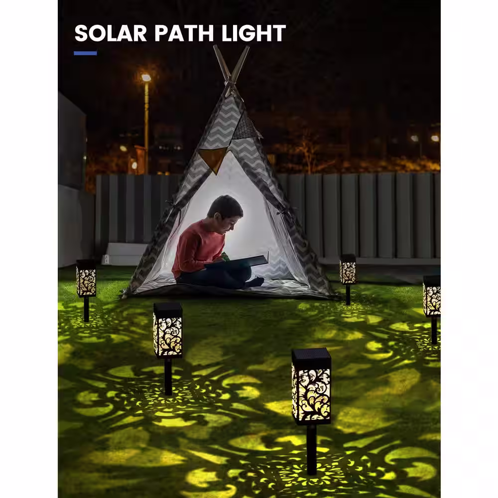 YANSUN Solar Powered Integrated LED Waterproof Stair Light 3000K Warm Light for Graves (6-Pack)
