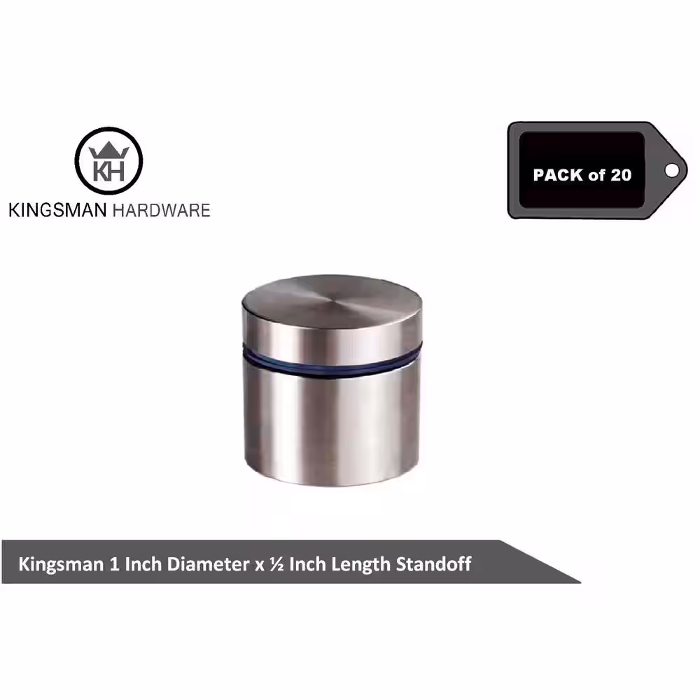 None 1 in. Dia x 1/2 in. L Stainless Steel Standoffs for Signs (20-Pack)