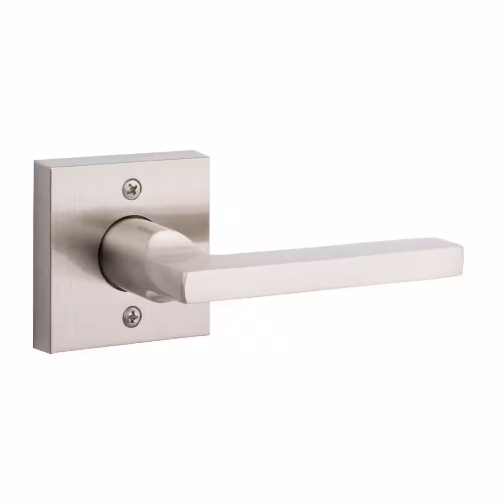 Baldwin Reserve Square Satin Nickel Universal Hall/Closet Door Lever with Contemporary Square Rose