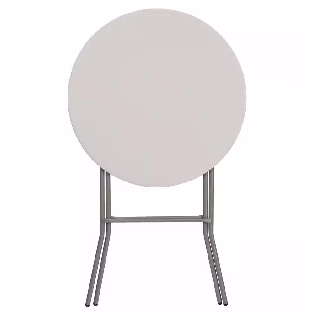 None 31.5 in. Granite White Plastic Tabletop Metal Frame Folding Table