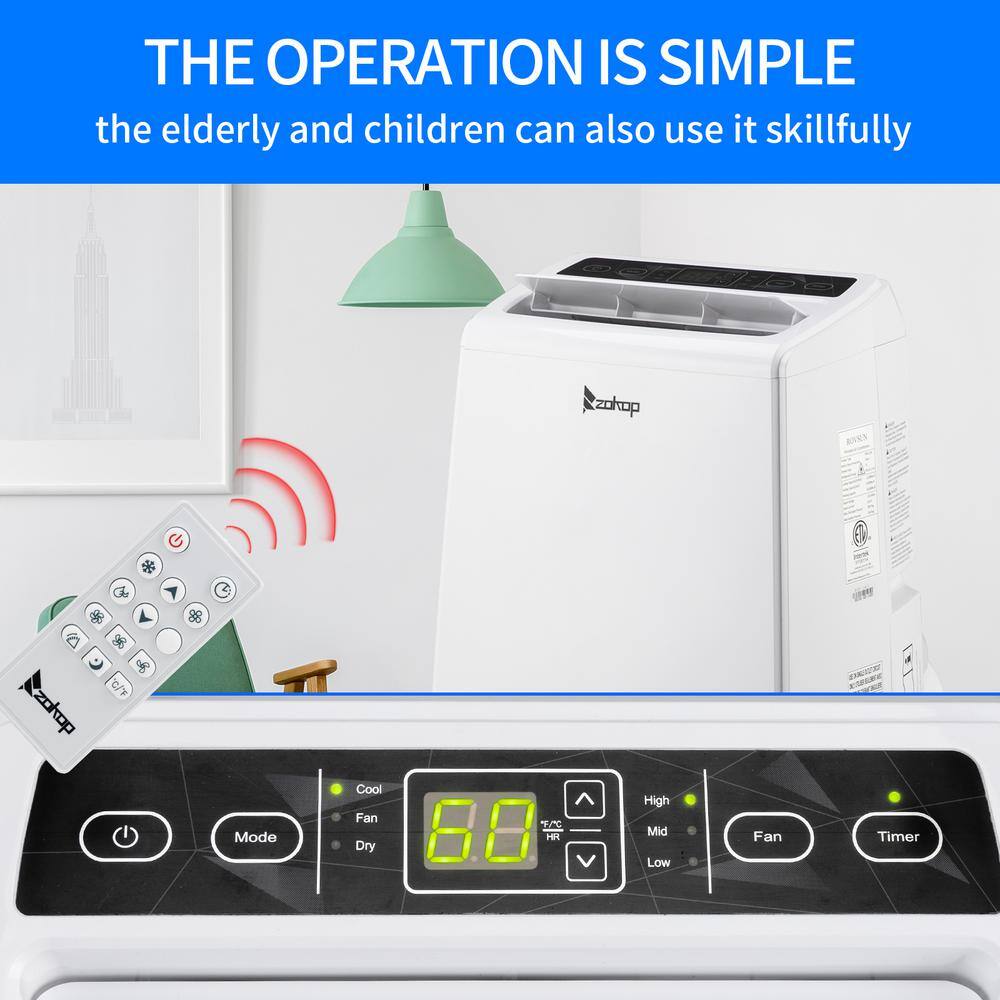 None 12000 BTU 8000 BTU(DOE) Portable Air Conditioner with Dehumidifier in White