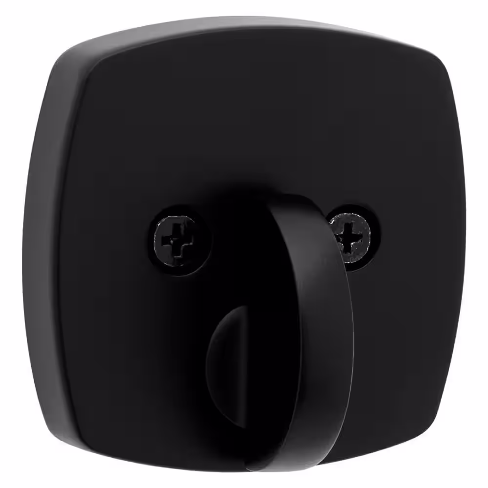 Kwikset Midtown Matte Black Single Cylinder Deadbolt with Soft Modern Rose Featuring SmartKey Security