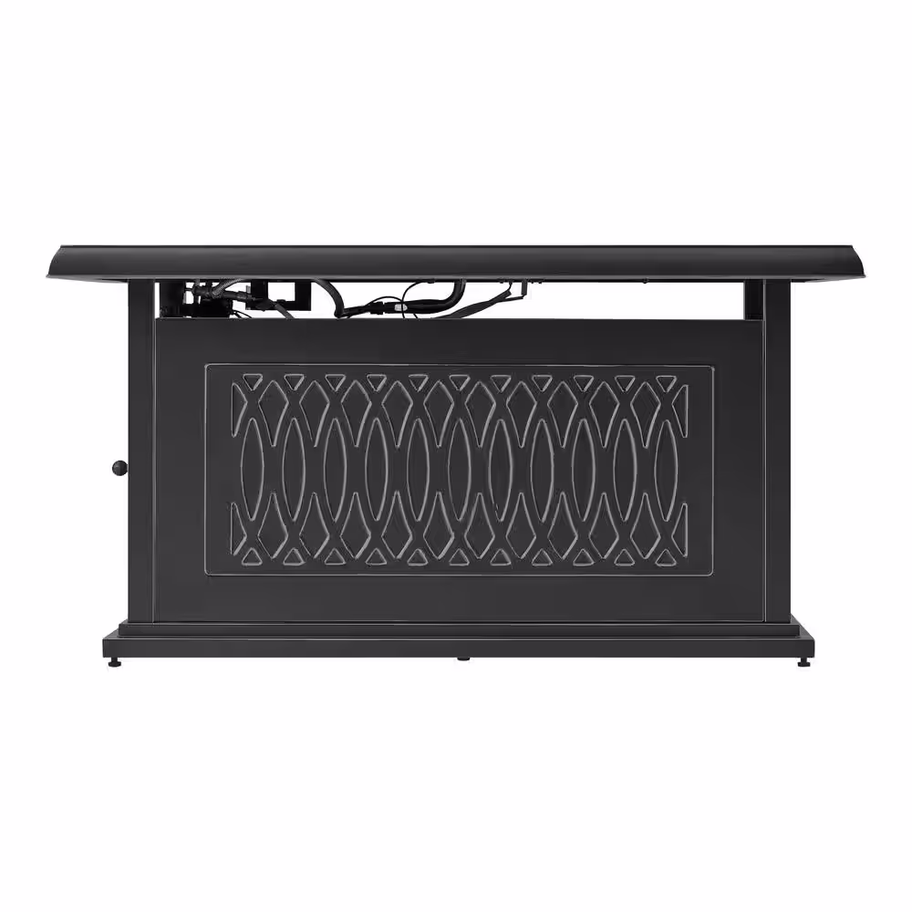 Home Decorators Collection St. Charles 25.98 in. x 25 in. Rectangular Steel Propane Gas Black Fire Pit