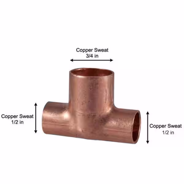 Everbilt 1/2 in. x 1/2 in. x 3/4 in. Copper Pressure All Cup Tee Fitting