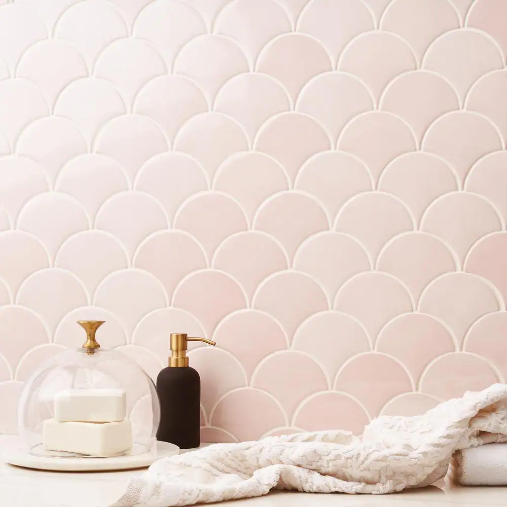 Ivy Hill Tile Beta Rose 2.44 in. x 5 in. Scallop Polished Ceramic Wall Tile (4.06 sq. ft./Case)