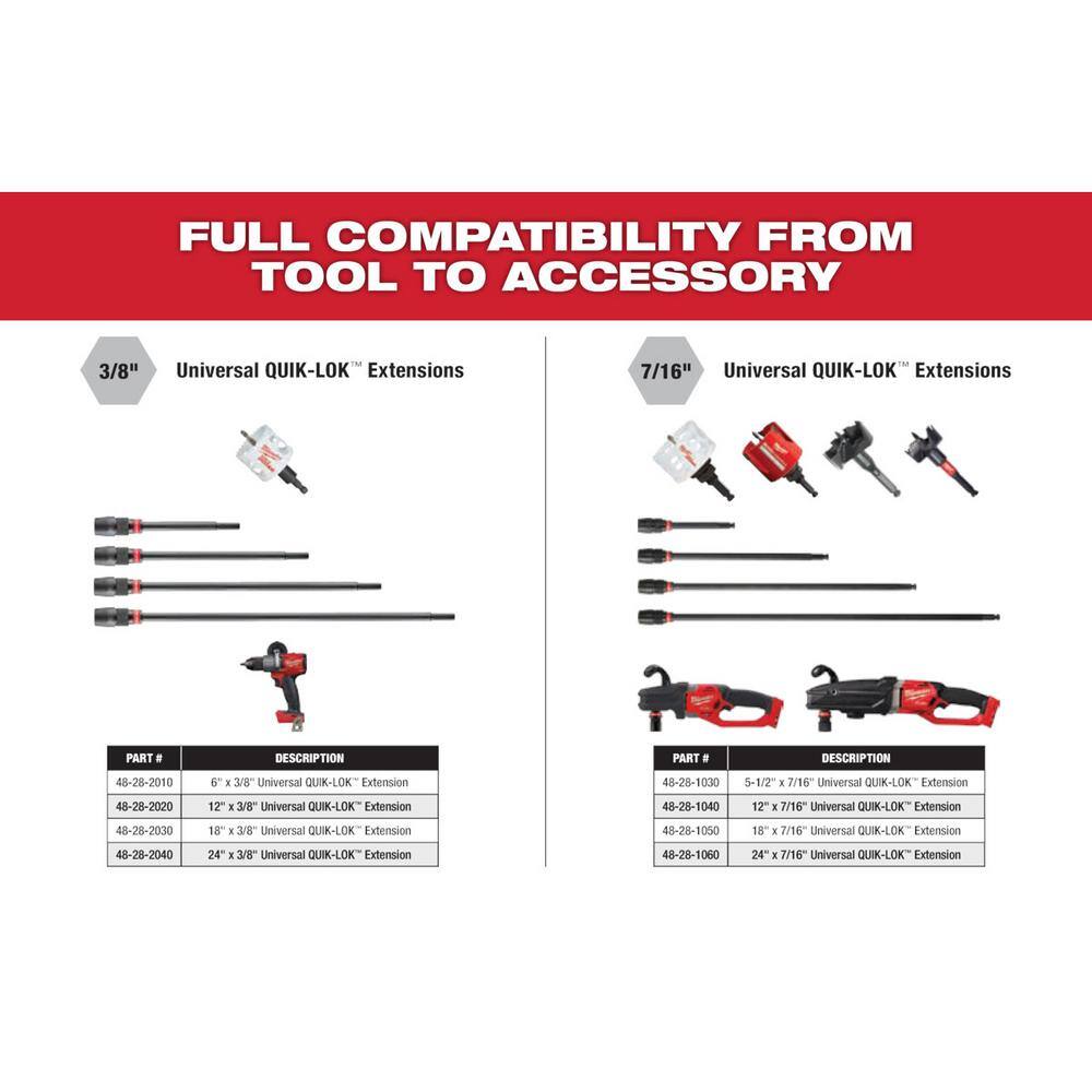 Milwaukee 12 in. x 7/16 in. QUIK-LOK Universal Extension Bit