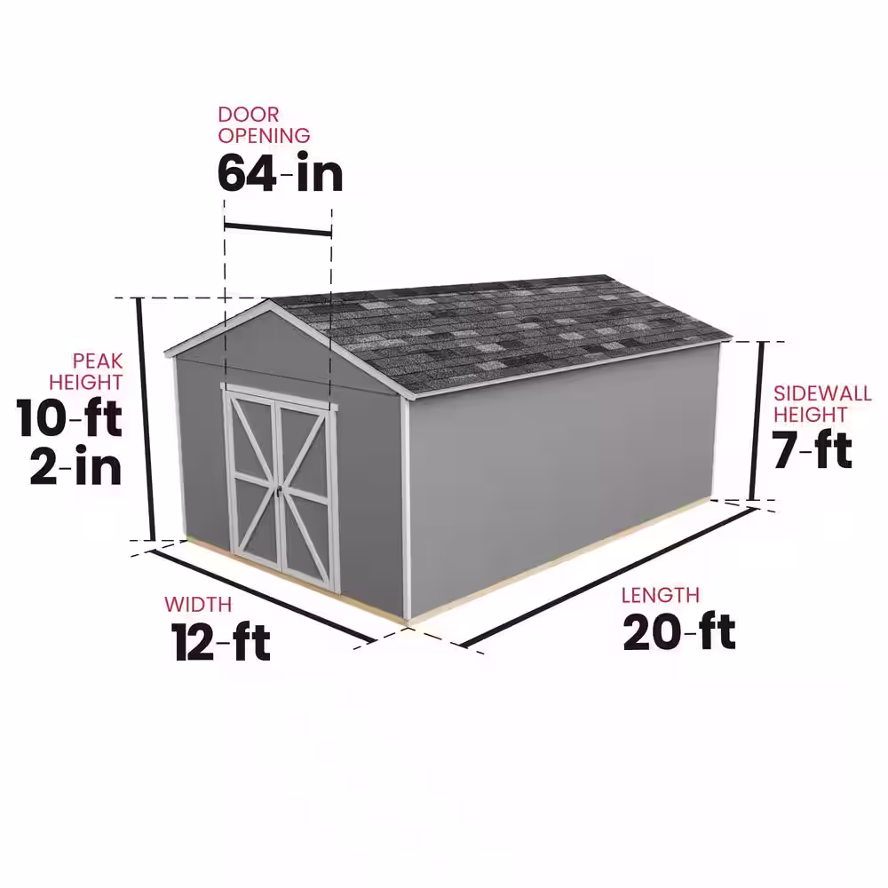 Handy Home Products Professionally Installed Astoria 12 ft. x 20 ft. Multi-Purpose Backyard Wood Storage Shed- Gray Shingle (240 sq. ft.)