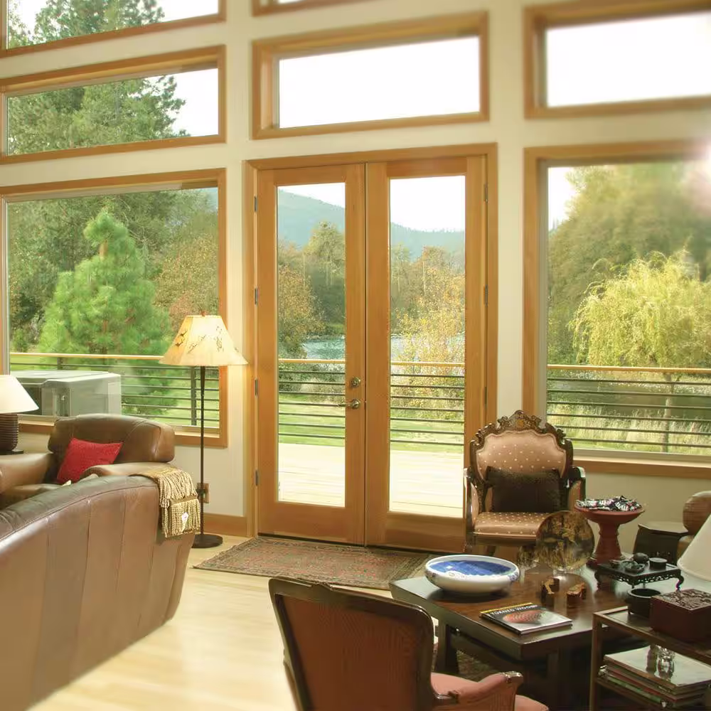 Builders Choice 32 in. x 80 in. Right-Hand/Inswing Full Lite Low-E Clear Glass Unfinished Fir Wood Prehung Front Door