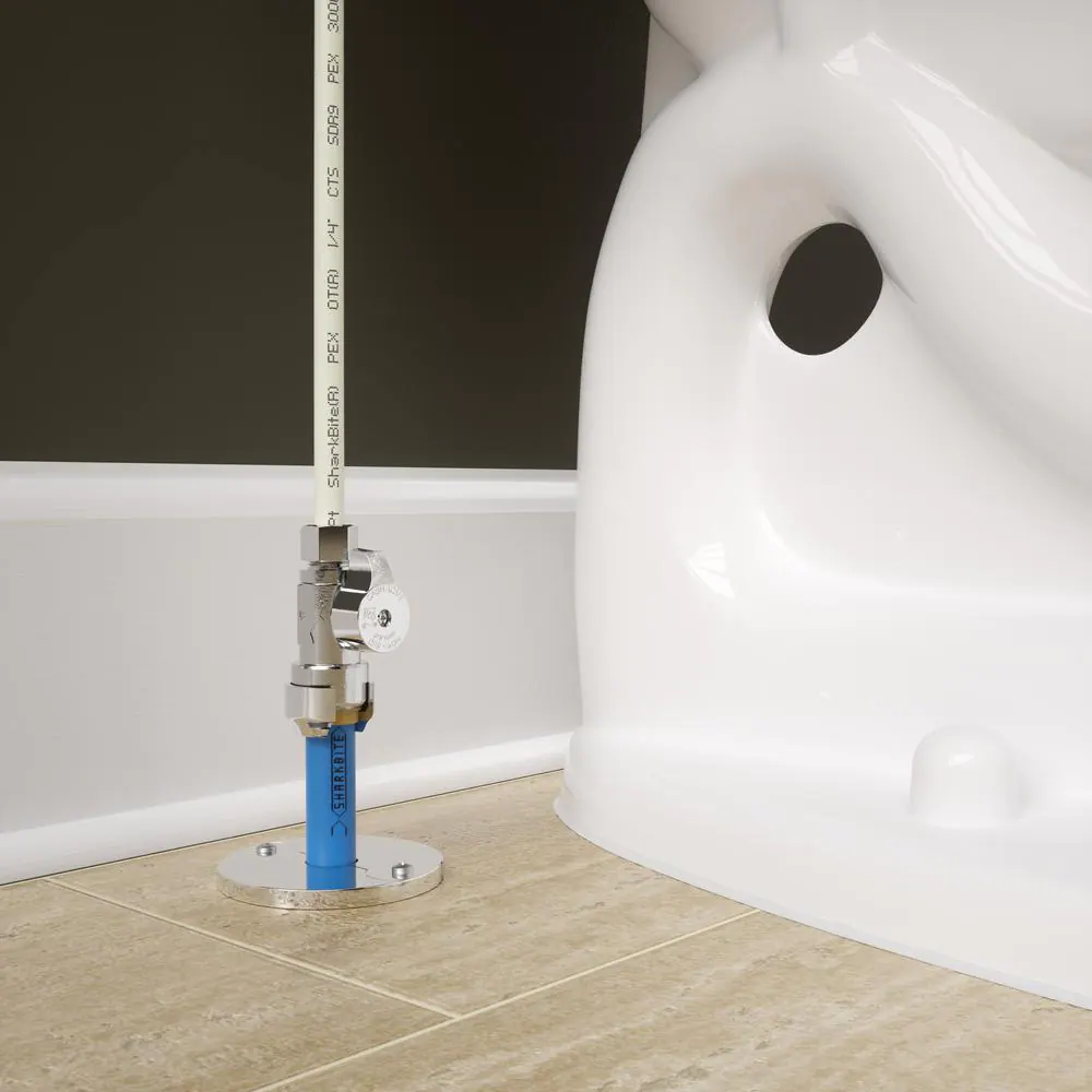 SharkBite 1/2 in. Push-to-Connect x 3/8 in. O.D. Compression Chrome-Plated Brass Quarter-Turn Straight Stop Valve