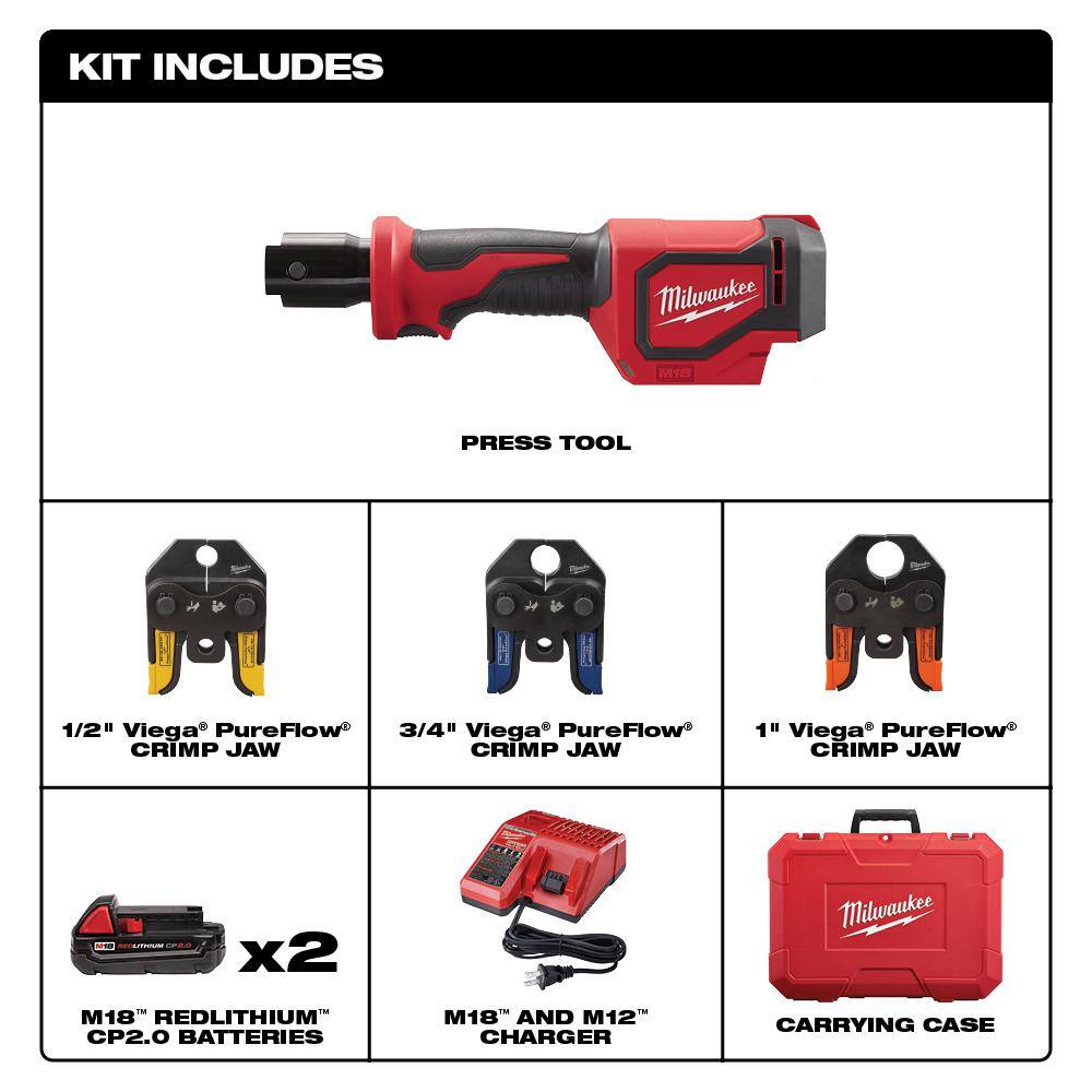 Milwaukee M18 18-Volt Lithium-Ion Cordless Short Throw Press Tool KitViega Pure Flow Jaws M18 Oscillating Multi Tool