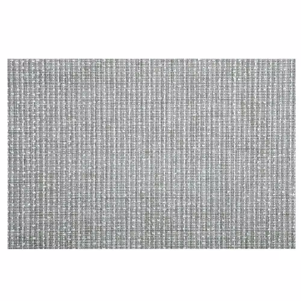 Kraftware EveryTable 18 in. x 12 in. Christmas Green & Silver Tinsel PVC Placemat (Set of 6)