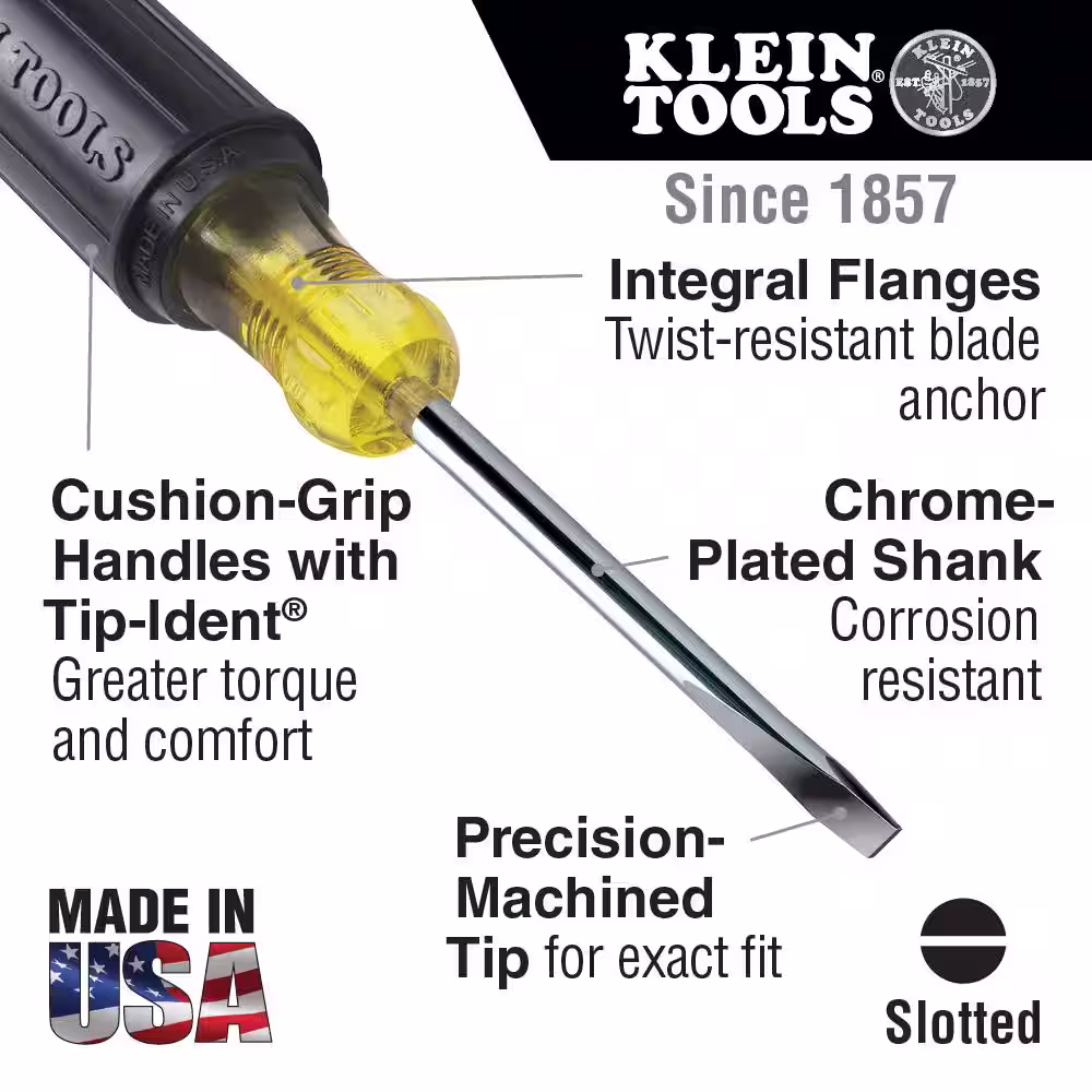 Klein Tools 2-Piece 4 in. Shank Cushion-Grip Screwdriver Set with 1/4 in. Slotted and #2 Phillips