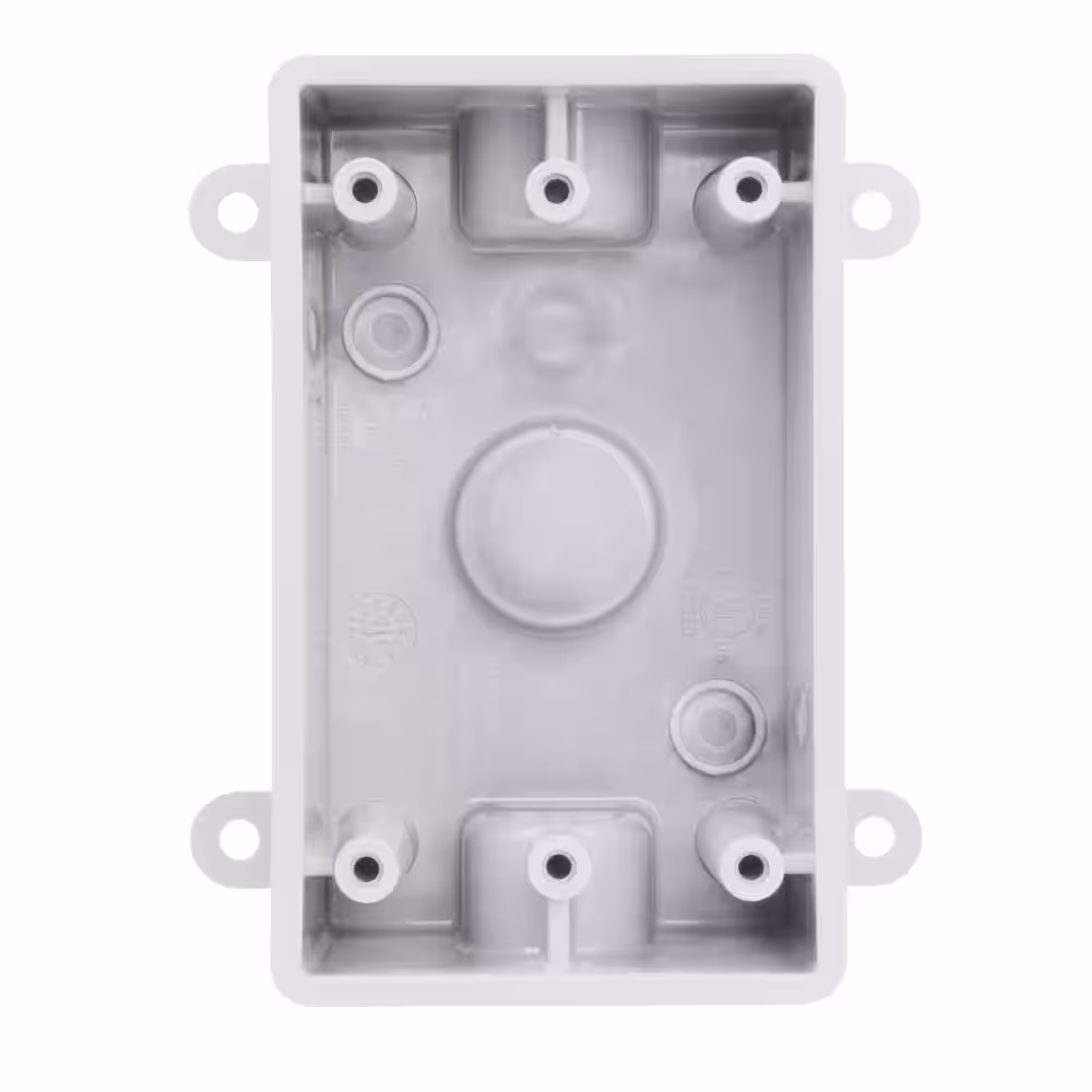Commercial Electric 1-Gang Non-Metallic Weatherproof Box with (3) 1/2 in. Holes, White