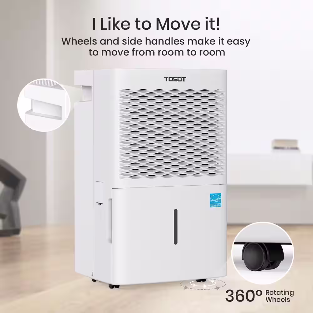 Tosot 50-Pint Capacity 4,500 sq.ft. Energy Star Dehumidifier for Home, Basement, Bedroom or Bathroom