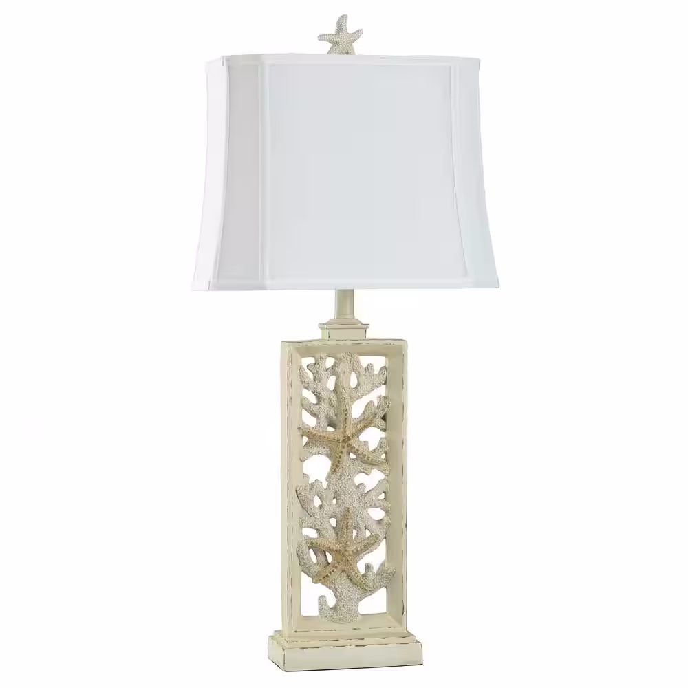 StyleCraft South Cove 33 in. Weathered Cream Table Lamp