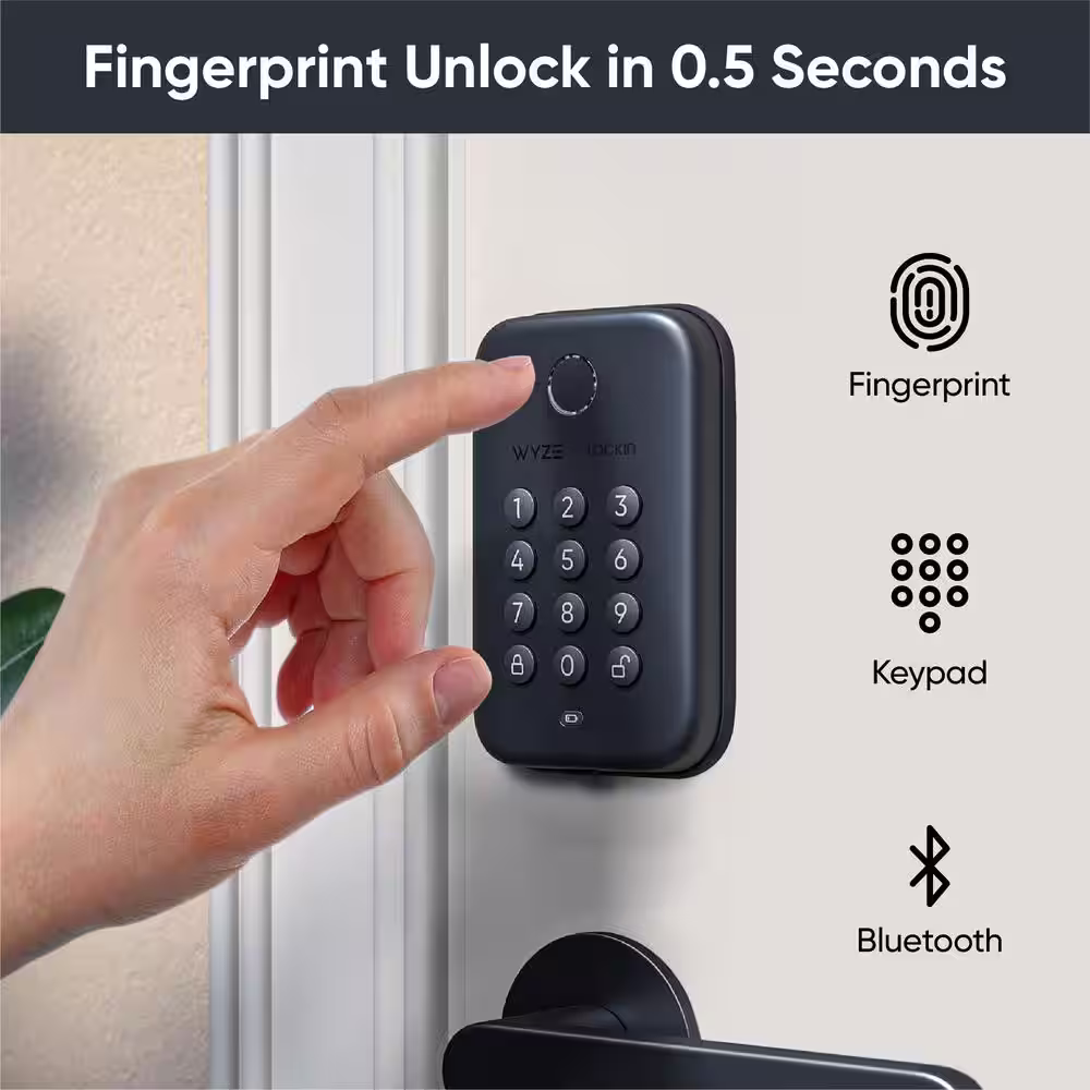WYZE Smart Lock, Fingerprint Keyless Entry, Bluetooth Deadbolt Replacement, In-App Monitoring and Scheduled Access