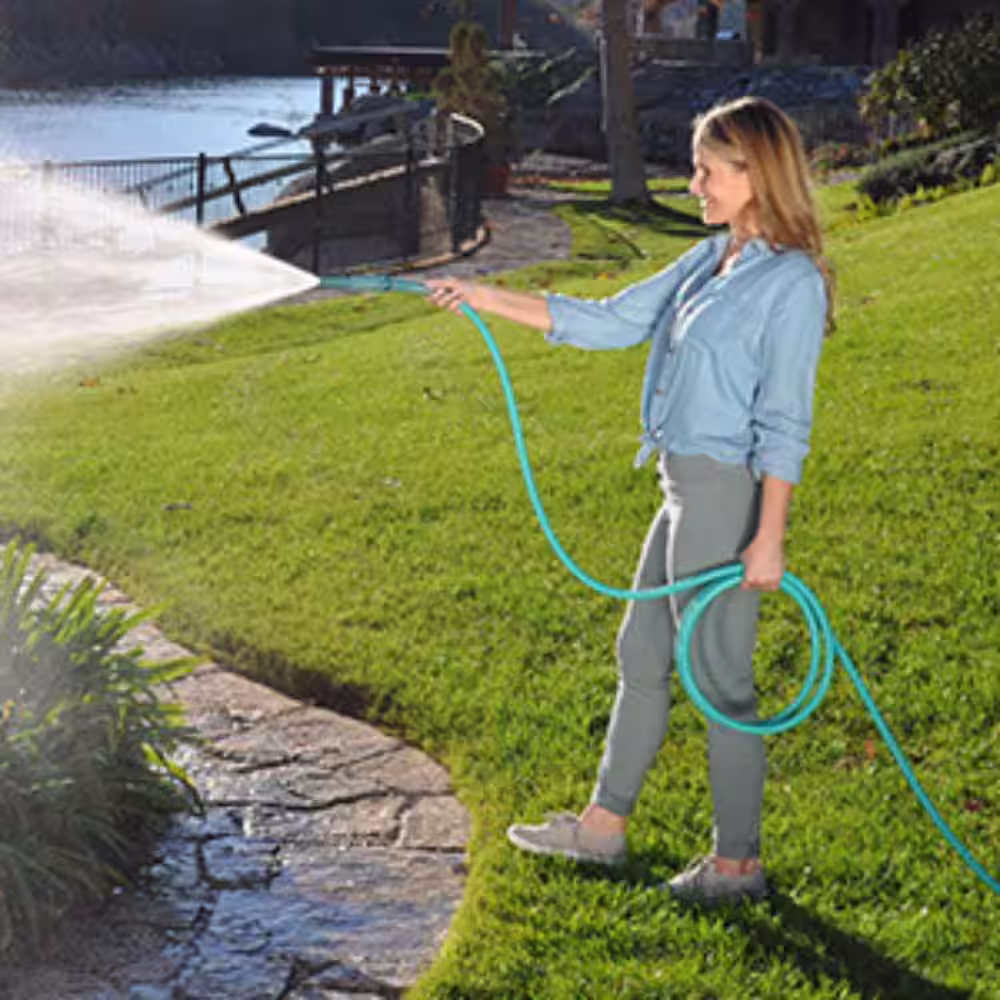 BERNINI FOUNTAINS Pro 5/8 in. Dia. x 50 ft. Length Light Chroma No Kink Metal Hose - Teal