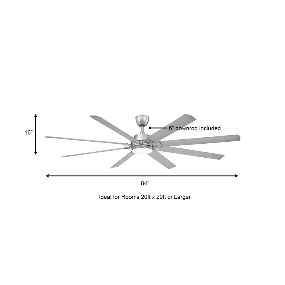 Home Decorators Collection Glenmeadow 84 in. Integrated LED Indoor Matte Black Ceiling Fan with Light and Remote Control