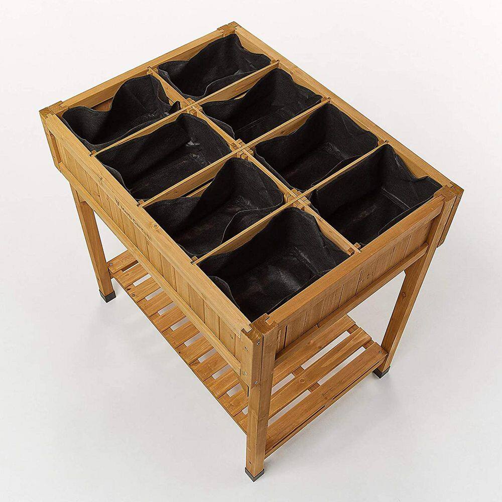 VegTrug Custom Wooden Raised Herb Garden Bed Planter with Herb Liners, Natural