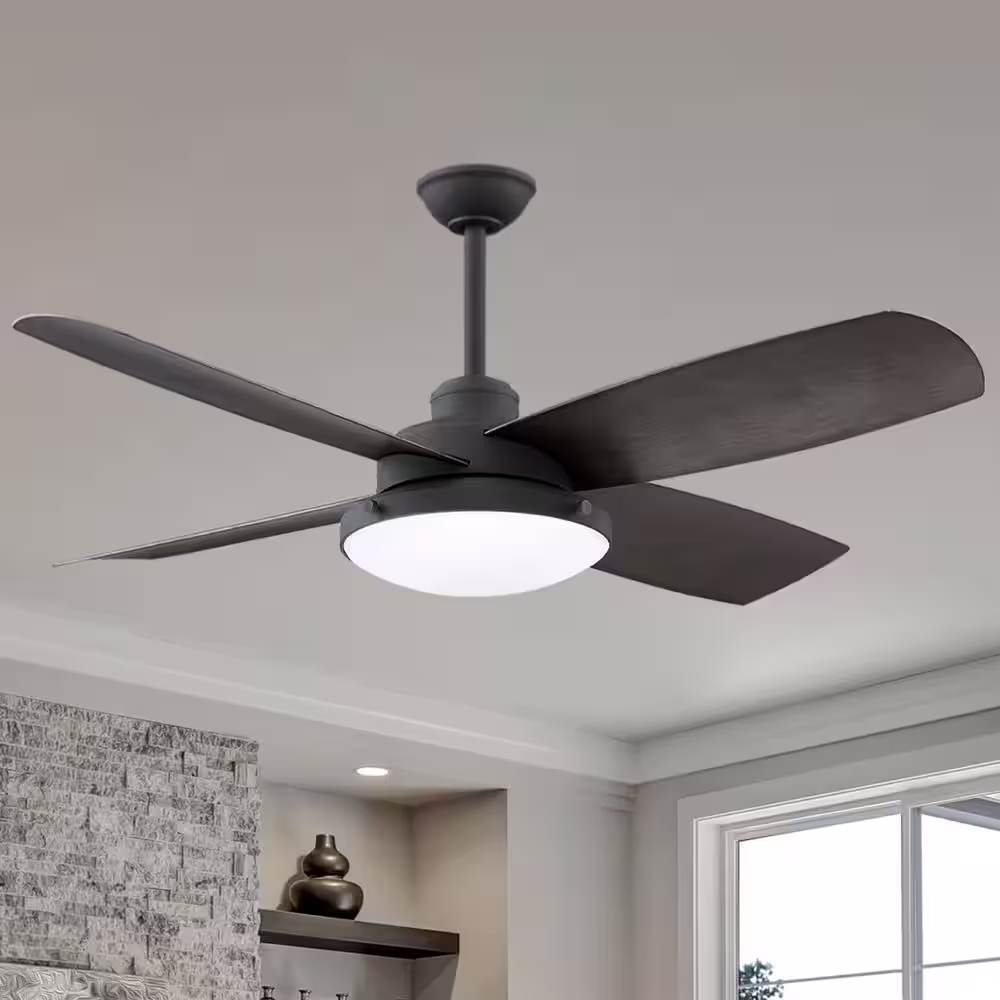 AIRE BY MINKA Sunhill 56 in. Integrated LED Indoor/Outdoor Sand Black Ceiling Fan with Light