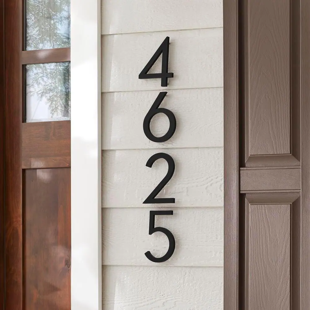 Everbilt 6 in. Matte Black Aluminum Floating or Flat Modern House Number 4